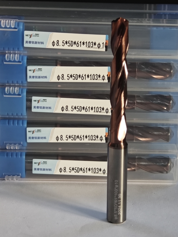 Karbid matkap sertliği HRC55-60 3D matkap / 5D matkap G-iç soğutma maddesini matkap- 5D Φ8.5 X 5D X 61 X 103 X Φ10mm Katı Karbid