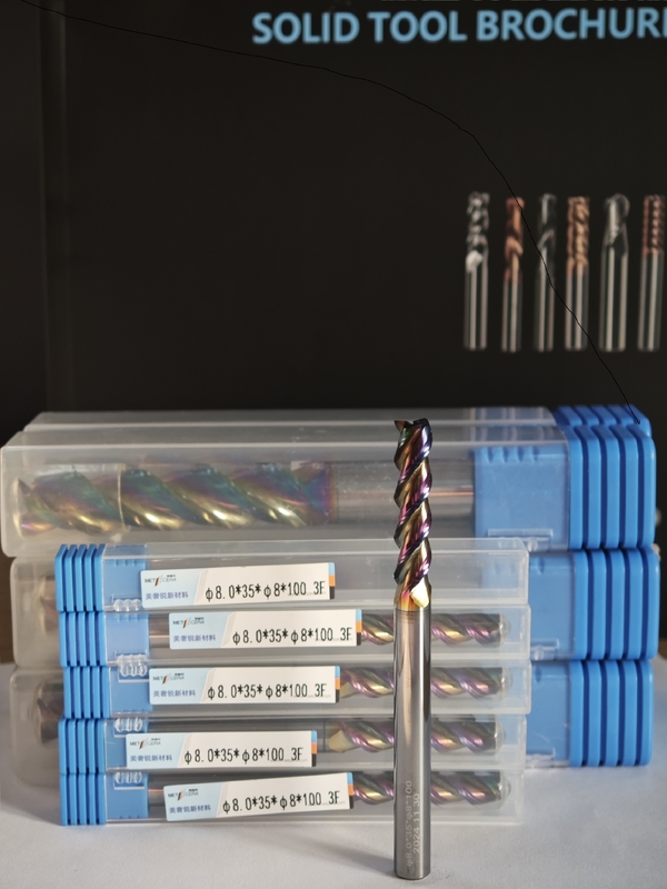 MAE PLUS Uzun Flüt Karbid Son Mühürü Demirsiz Metal İşleme için 8 mm Çap HRC55-60 Sertlik
