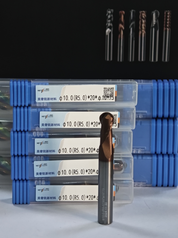 MPB2 Katı Karbid Topu Burun Son Mill 2 Flüt R0.5-10, 10mm, Φ10.0(R5.0) x20x10Dx75mm