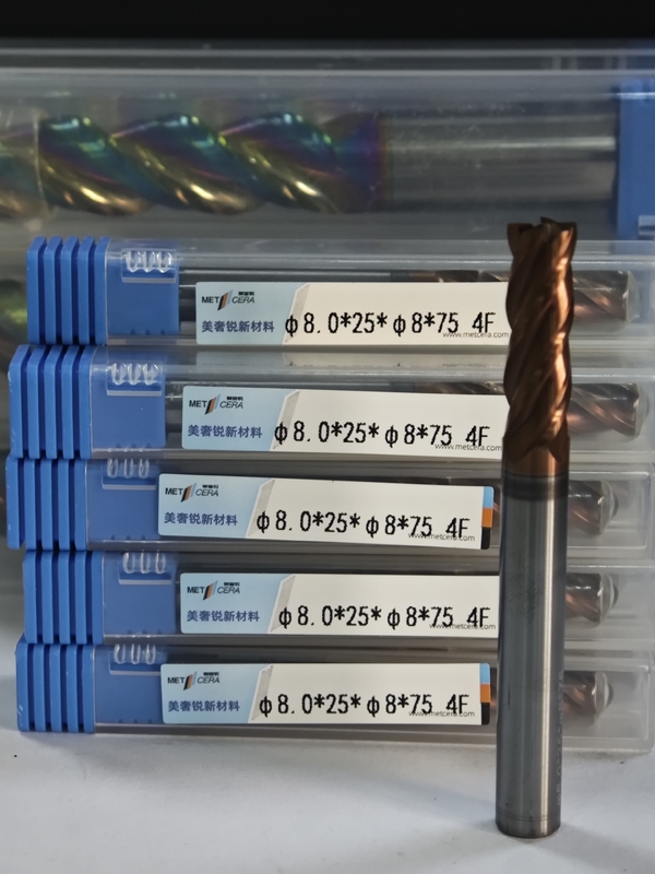 MPE4 HRC55-HRC60 Katı Karbid Dökme Kesicisi, 4 Flüt Flat End Mill, CNC Mill Kesicisi, 4F Katı Karbit Flat End Milll Uzun Flüt 8mm, φ8.0 x 25 x φ8 x 75mm