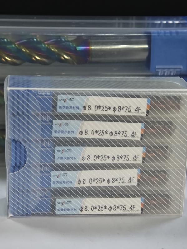 MPE4 HRC55-HRC60 Katı Karbid Dökme Kesicisi, 4 Flüt Flat End Mill, CNC Mill Kesicisi, 4F Katı Karbit Flat End Milll Uzun Flüt 8mm, φ8.0 x 25 x φ8 x 75mm