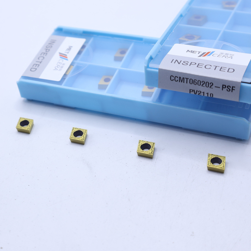 CCMT060202 PVD kaplamalı CNC makine makinesinin çelik, düşük alaşımlı işleme için yarı bitmiş çöp kırıcı için endekslenebilir cermet dönüştürme yerleştirmesi