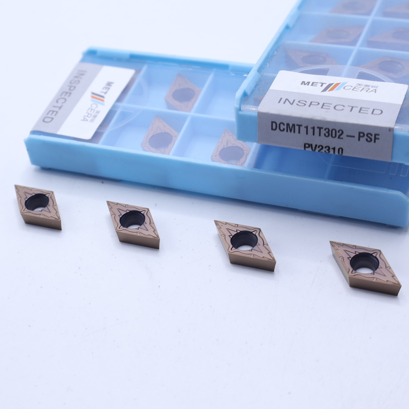 İndekslenebilir Cermet Dönüştürme Ek, PVD kaplı İç Dönüştürme Ek, Bitirme Çip kırıcı DCMT11T302, Bronz Rengi