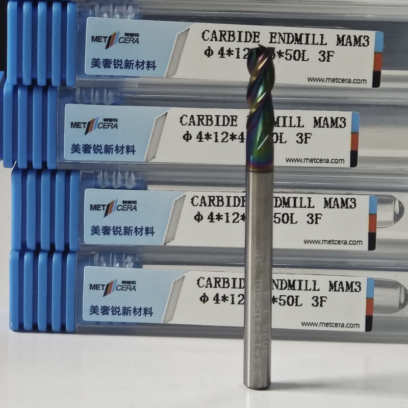 Katı Karbid MAE PLUS 3 Flütler Dikiş Mühürü 4mm Φ4x12x4Dx50mm Demiri olmayan Metal İşleme için