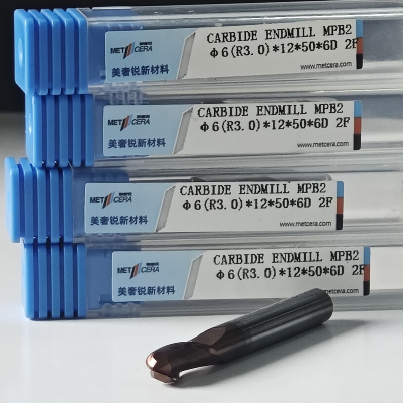 MPB2 Katı Karbid Topu Burun Son Mill 2 Flüt HRC55-HRC60 R0.5-10 6mm Φ6.0 R3.0 X12x6Dx50mm AlCr Kaplama Zamanında Teslim Etmek İçin