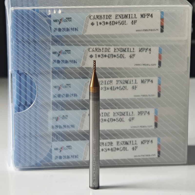MPF4 Katı Karbid 4 Flütler Karbon Çelik Kesmek için 1mm Düz Son Mill Φ1x3x4Dx50mm