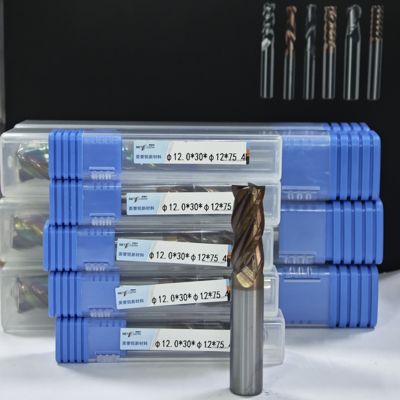 MPE4 Katı Karbid Dökme Kesicisi 4 Flüt Düz Son Dökme CNC Dökme Kesicisi AlCr Kaplama 12mm İş Parçası φ12.0 x 30 x φ12 x 75mm