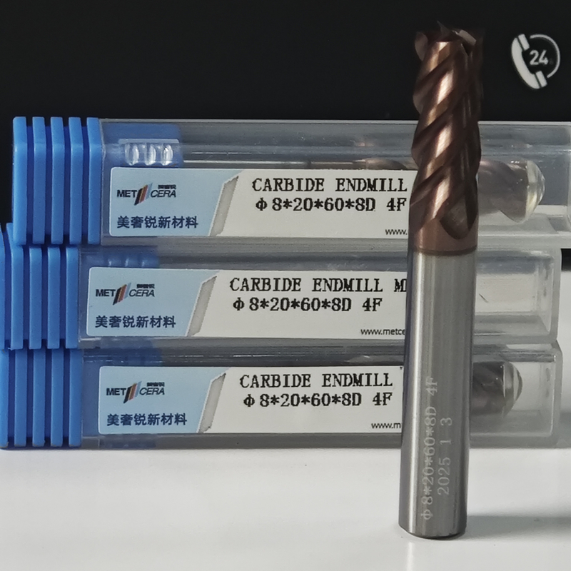 8mm Kaba İşleme TiAlSi Kaplama HRC55-60 Sertlik Düşük Alaşımlı Çelik İş Parçası için Dört Kenarlı Uçak Düzme Düzme Düzme Kesicisi
