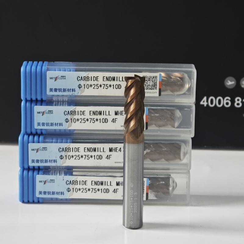 MHE4 TiAlSi Kaplama HRC55-60 Yüksek Sertlik Dört Kenarlı Düz Fırlatma Kesicisi 10mm, φ10.0x25x10Dx75mm