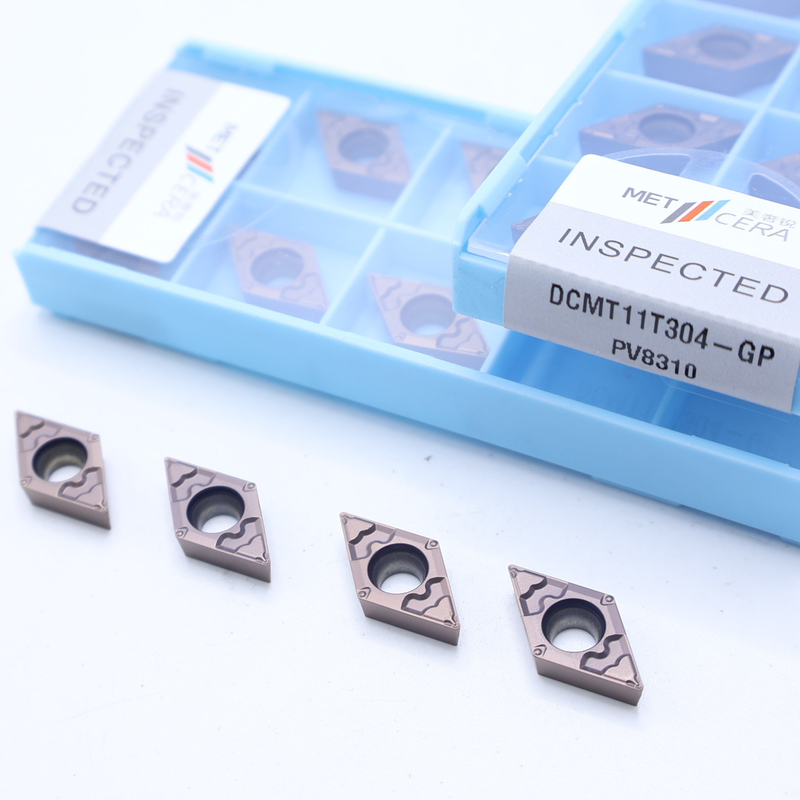 DCMT070204 DCMT11T304 Karbid Dönüştürme Eklemeleri GP Çip Kırıcıda Dış ve İç Dönüştürme için PVD Kaplı